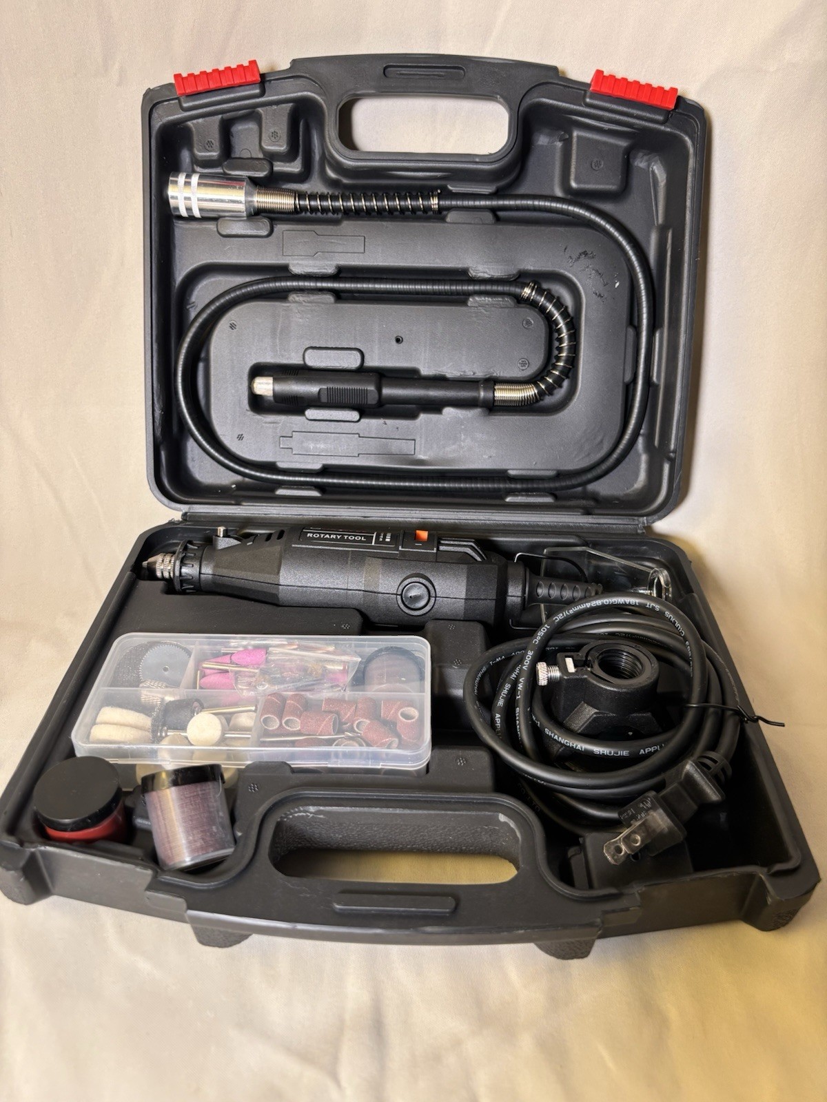 Rotary Tool Kit with Keyless Chuck Flex Shaft 140pcs Variable Speed Drill Set