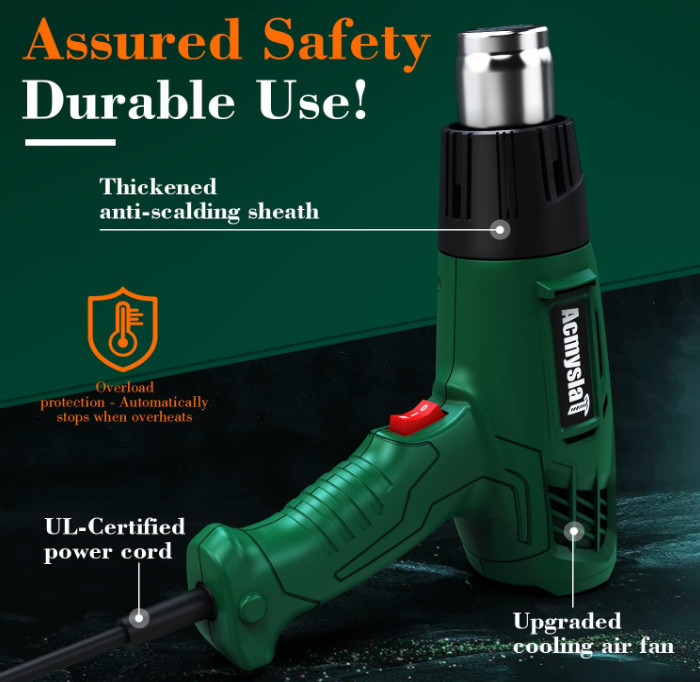 Pistola De Calor 110V Para Trabajo Pesado 1800W De Aire Caliente Nuevo