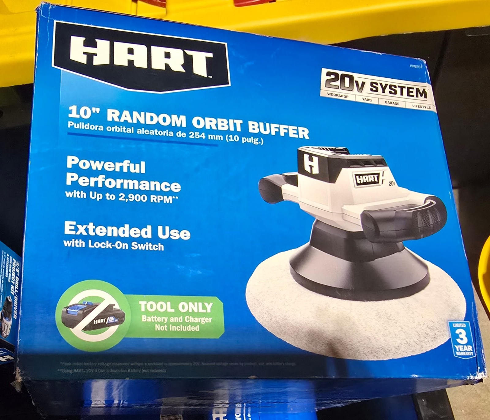 HART 20-Volt System Cordless 10-inch Random Orbit Buffer Kit HPBF01B Tool Only