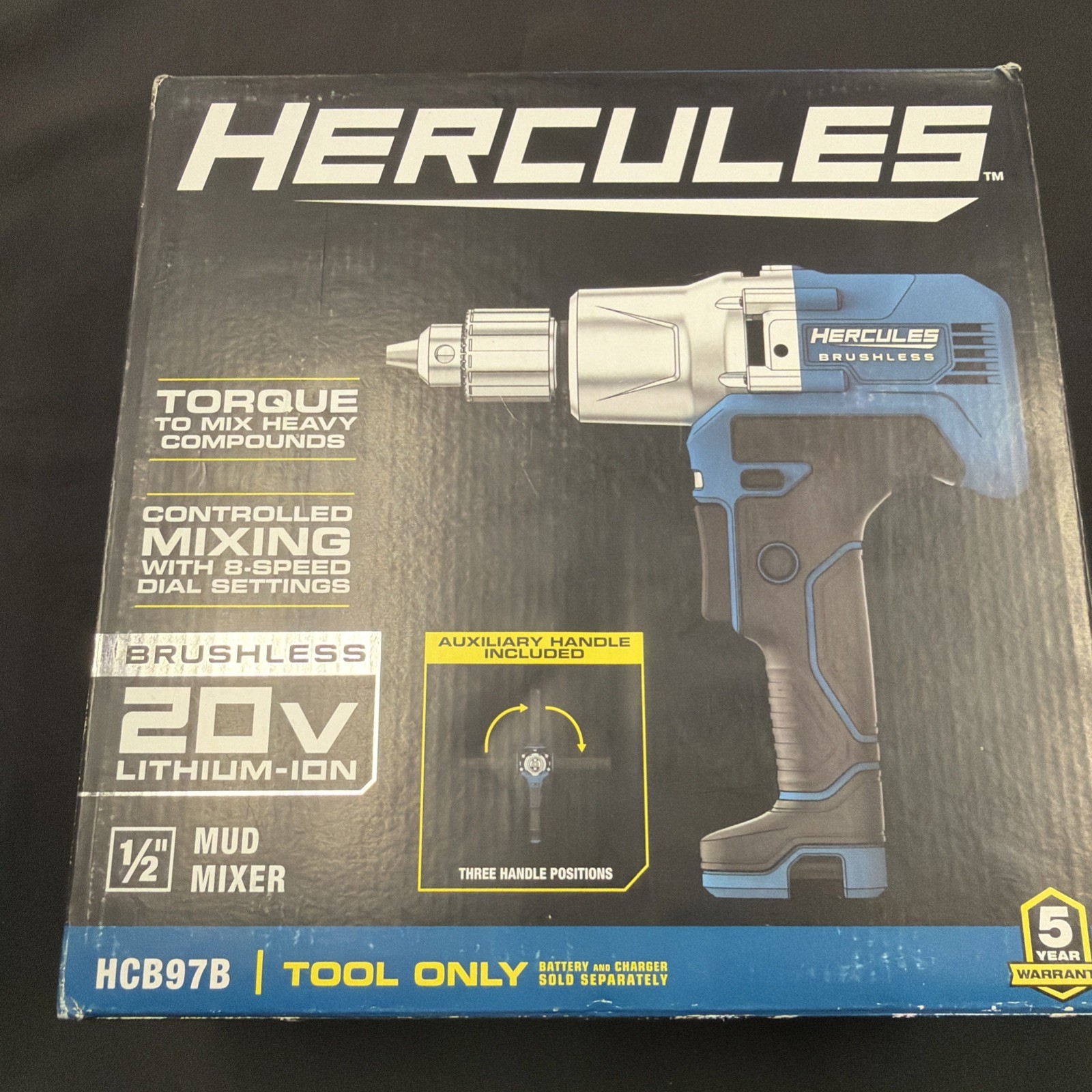 Hercules HCB97B 20V Torque Mud Mixer Heavy Compounds Speed 1/2&Prime; Tool Only NEW