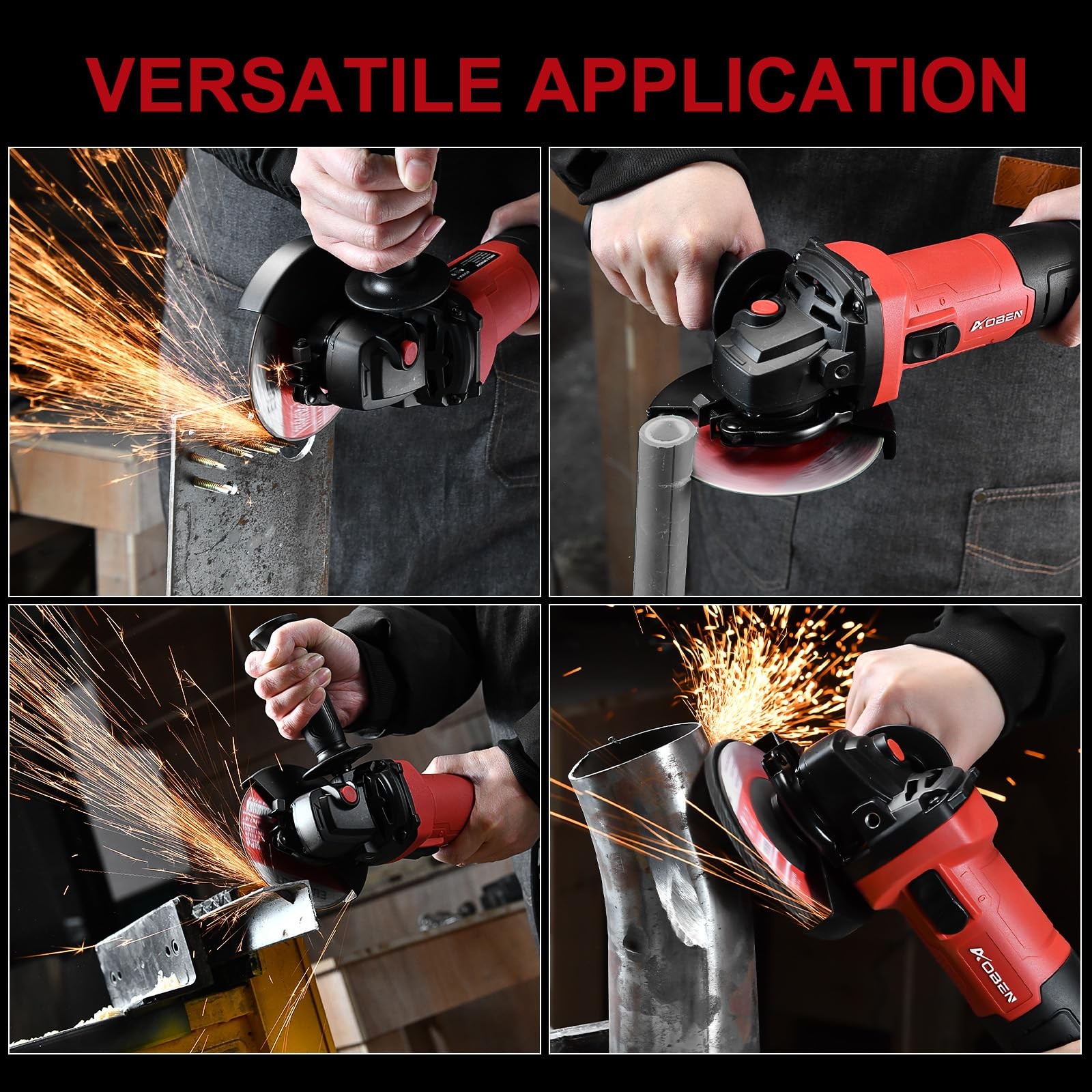 900W Angle Grinder 4-1/2 inch | 7.5Amp, 11000 RPM Corded Electric Grinder Too…