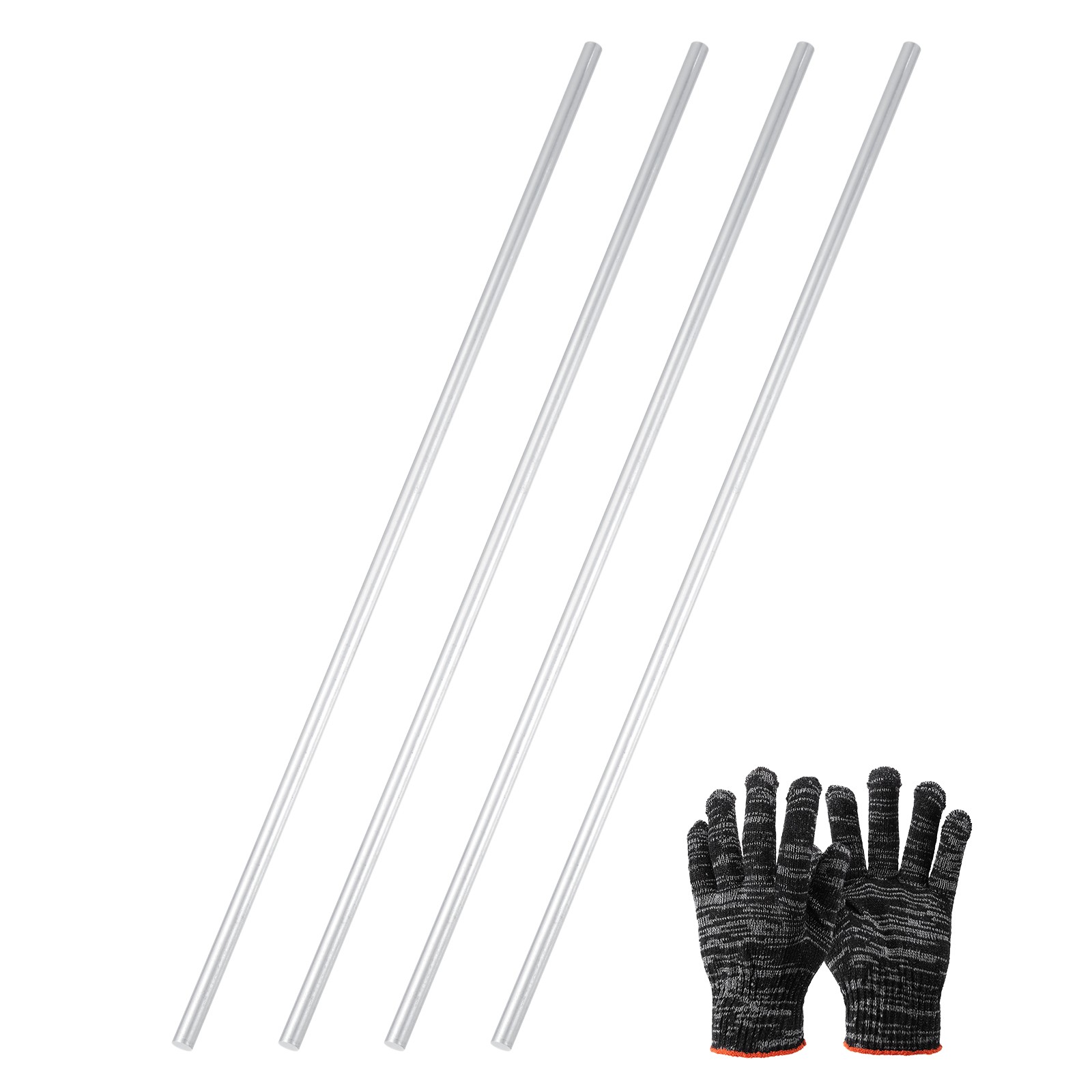 4 Pcs 6061 Aluminum Rod 5/16&Prime;(8mm) Dia 12&Prime;(305mm) Long, Silver Tone