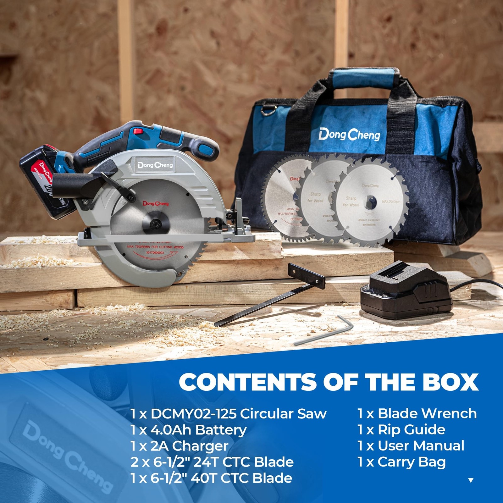 Dong Cheng 20V MAX 7-1/4&Prime; Brushless Cordless Circular Saw Kit w/ Battery Charger