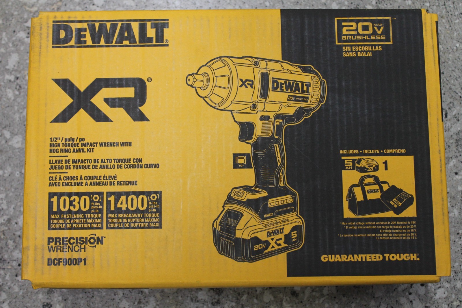 DeWalt 20v Brushless 1/2&Prime; High Torque Impact Wrench Hog Ring Anvil DCF900P1
