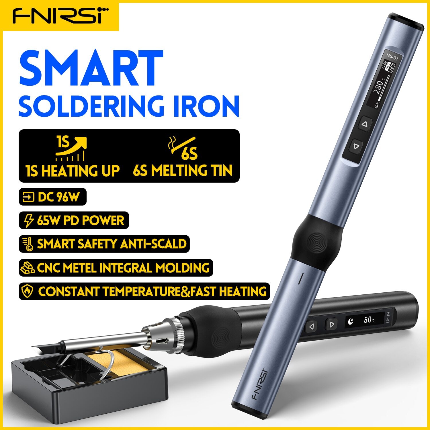 FNIRSI Smart Soldering Iron Electric PD 65W Adjustable Voltage Temperatue 420°C
