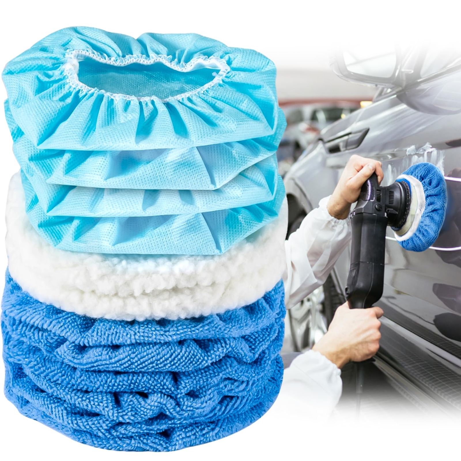 12pcs Car Buffing Pads Car Polishing Bonnet Pad Buffing Pads 5 To 6 Inches Micro