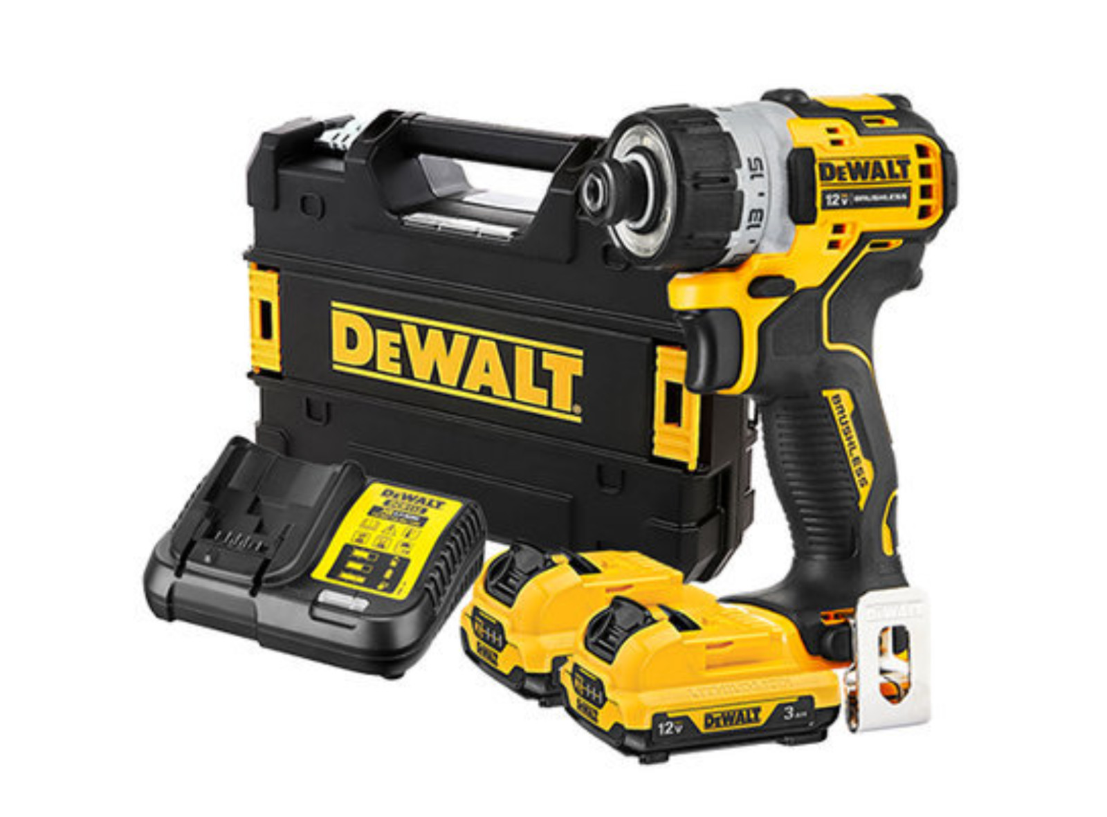 DeWalt DCF601 Drill 2×3.0Ah BL 12V Max Keyless 6.35mm 1100Rpm 8Nm Charger_220V