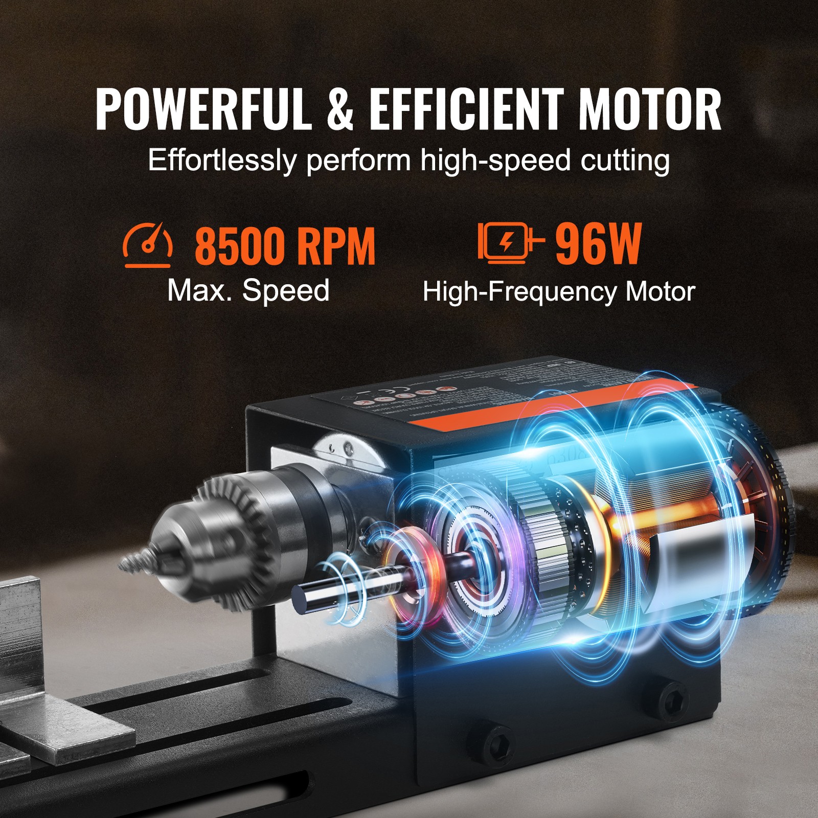 VEVOR Mini Lathe Machine 24V 96W Mini Wood Lathe Tools 2.76 in x 6.3 in 7 Speeds