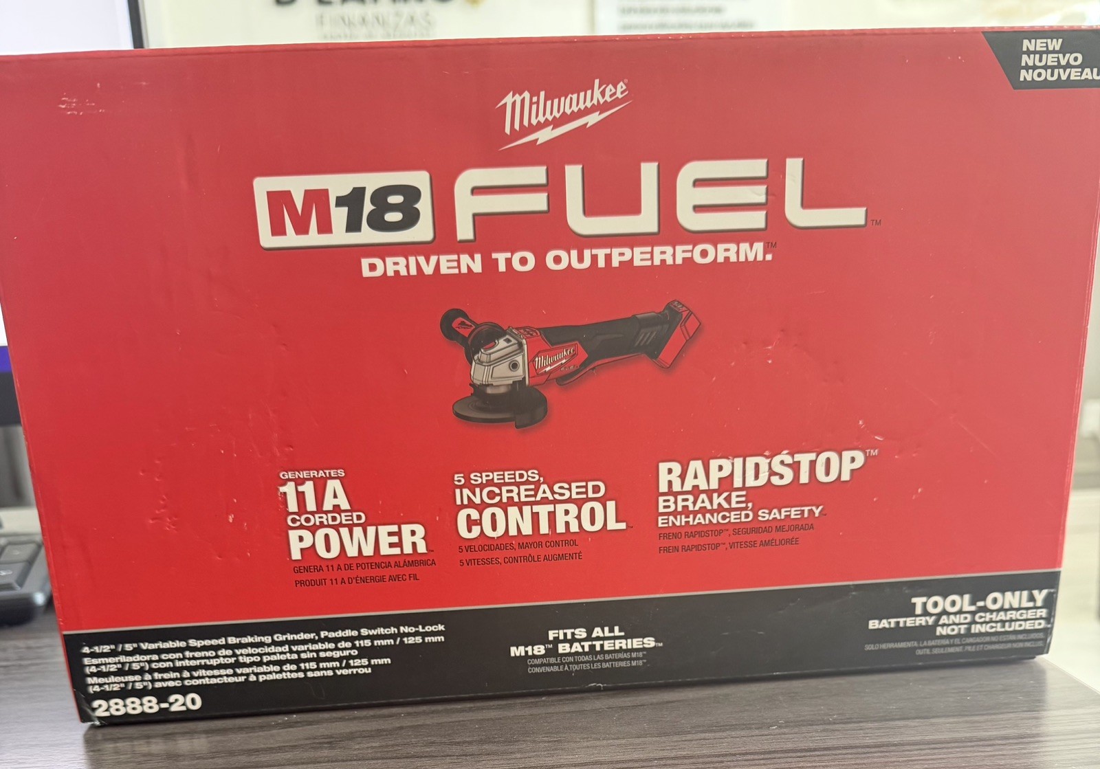 Milwaukee 2888-20 18V Angle Grinder: 5 in_4 1/2 in Wheel Dia, Brushless motor