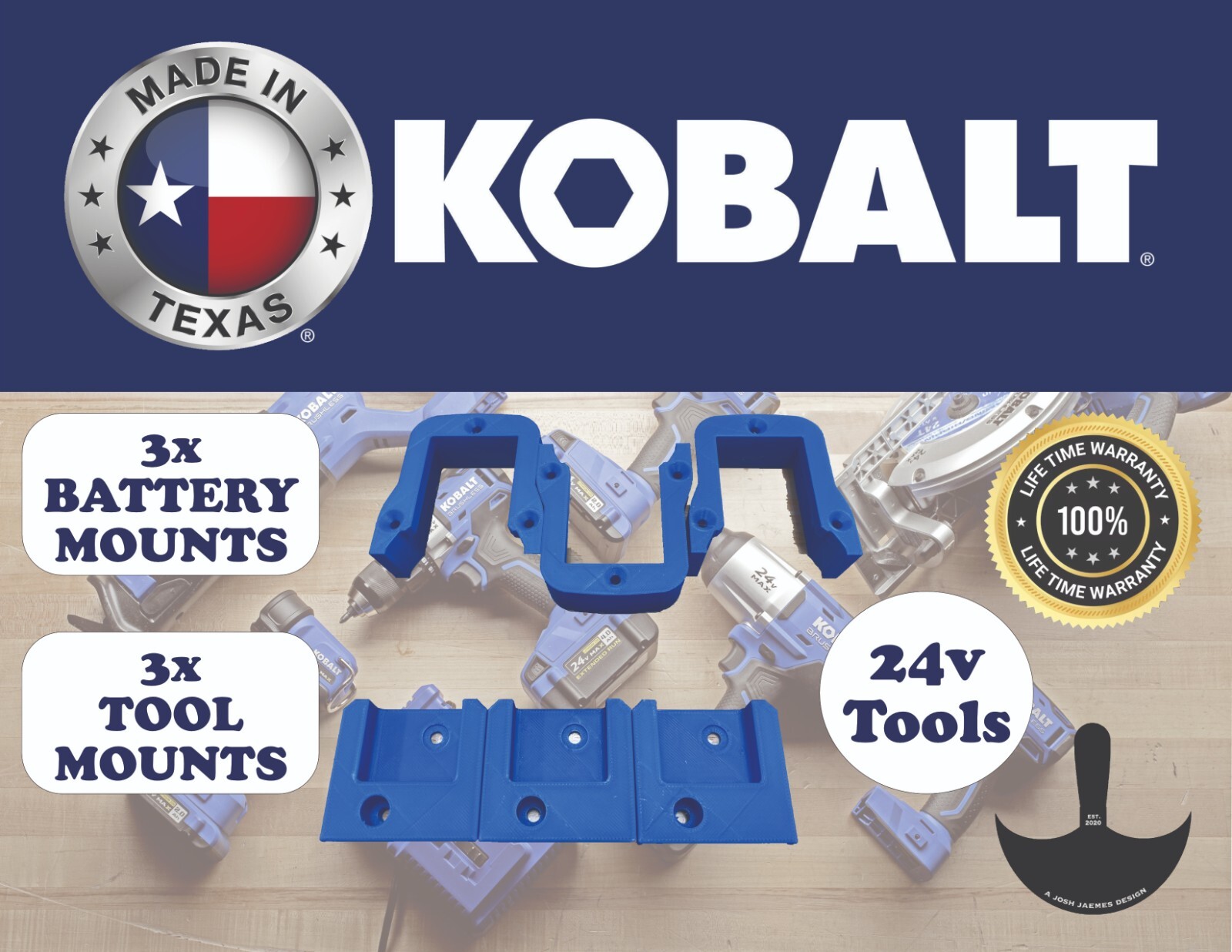 3 Pack: Kobalt 24v Battery Holder / Tool Hanger / Mount MAX/ XTR