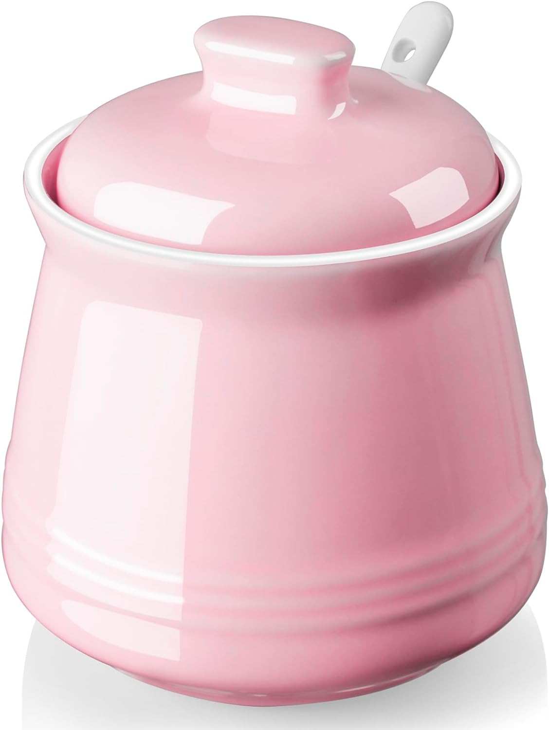 Azucarero con Tapa y Cuchara 12 Oz Ceramica Contenedor Azucar Cafe Rosa Cocina
