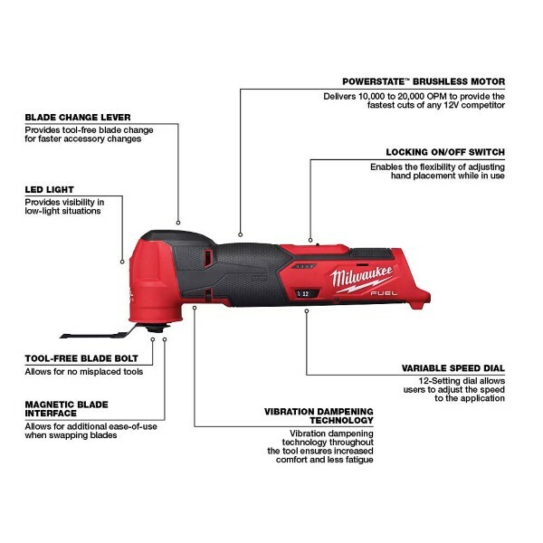 Milwaukee CANADA 12V Li-Ion Cordless Oscillating Multi-Tool (Tool-Only)