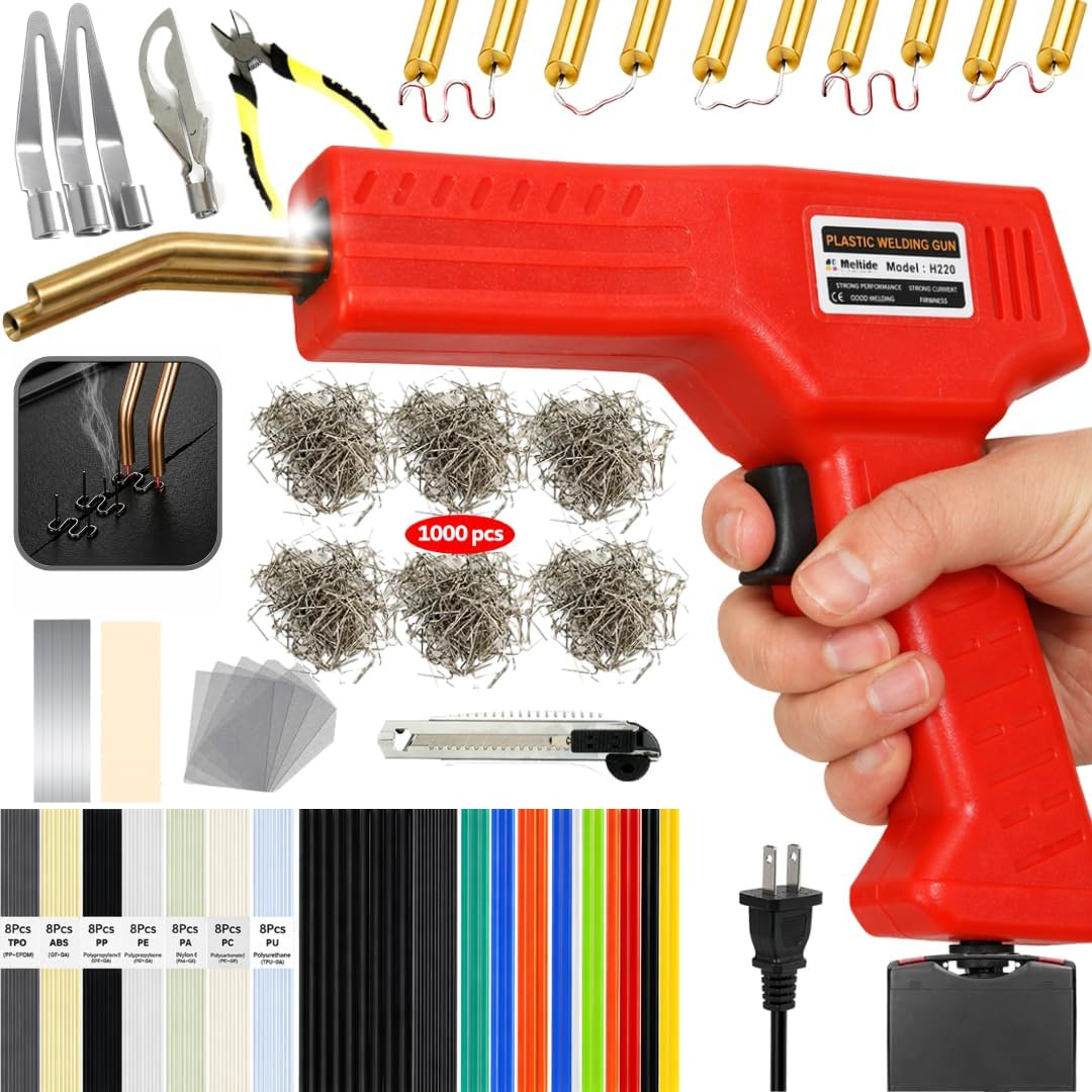 Upgraded 220W Plastic Welder Kit for Car Bumper Repair, 2-In-1 Hot Stapler