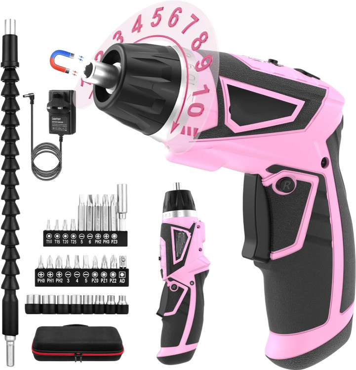 8V Cordless Electric Screwdriver Set 10Nm 10+1 Torque Power Screw Gun 28Pcs Kit