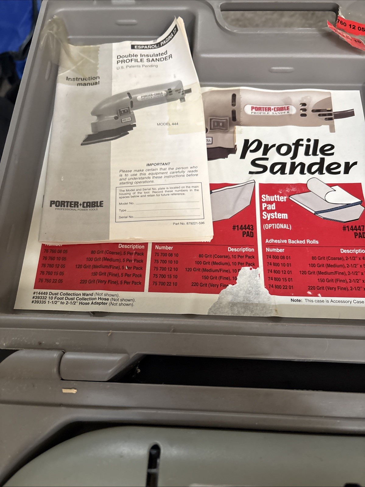 Vintage Porter Cable Profile Sander Kit Model 444 Made in USA
