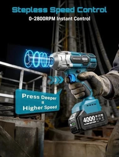 Seesii 650N.m (479ft-lbs) Cordless Impact Wrench High Torque,1/2&Prime; Brushless Imp