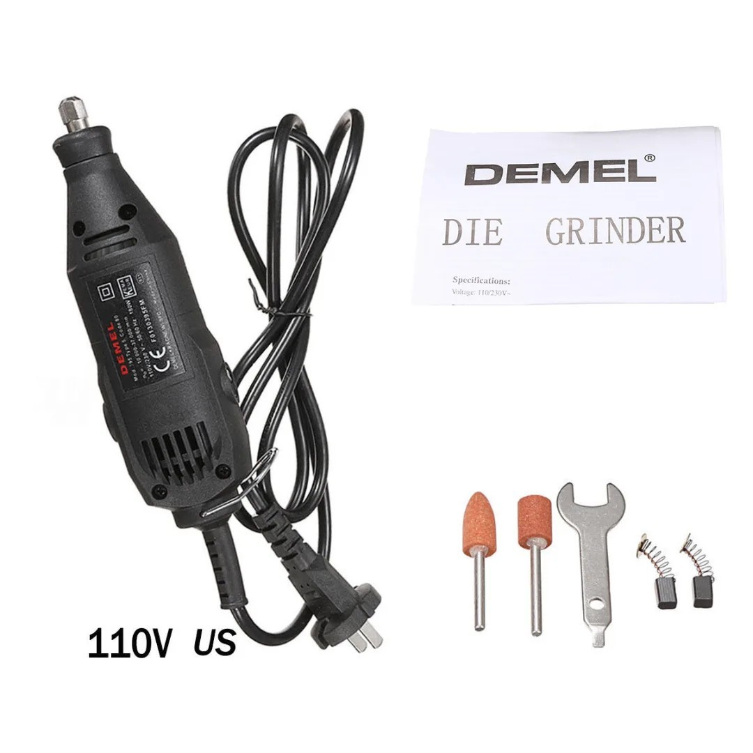 110V Electric Rotary Tool Kit 130W Mini Drill Engraver 5 Speed Grinder Set