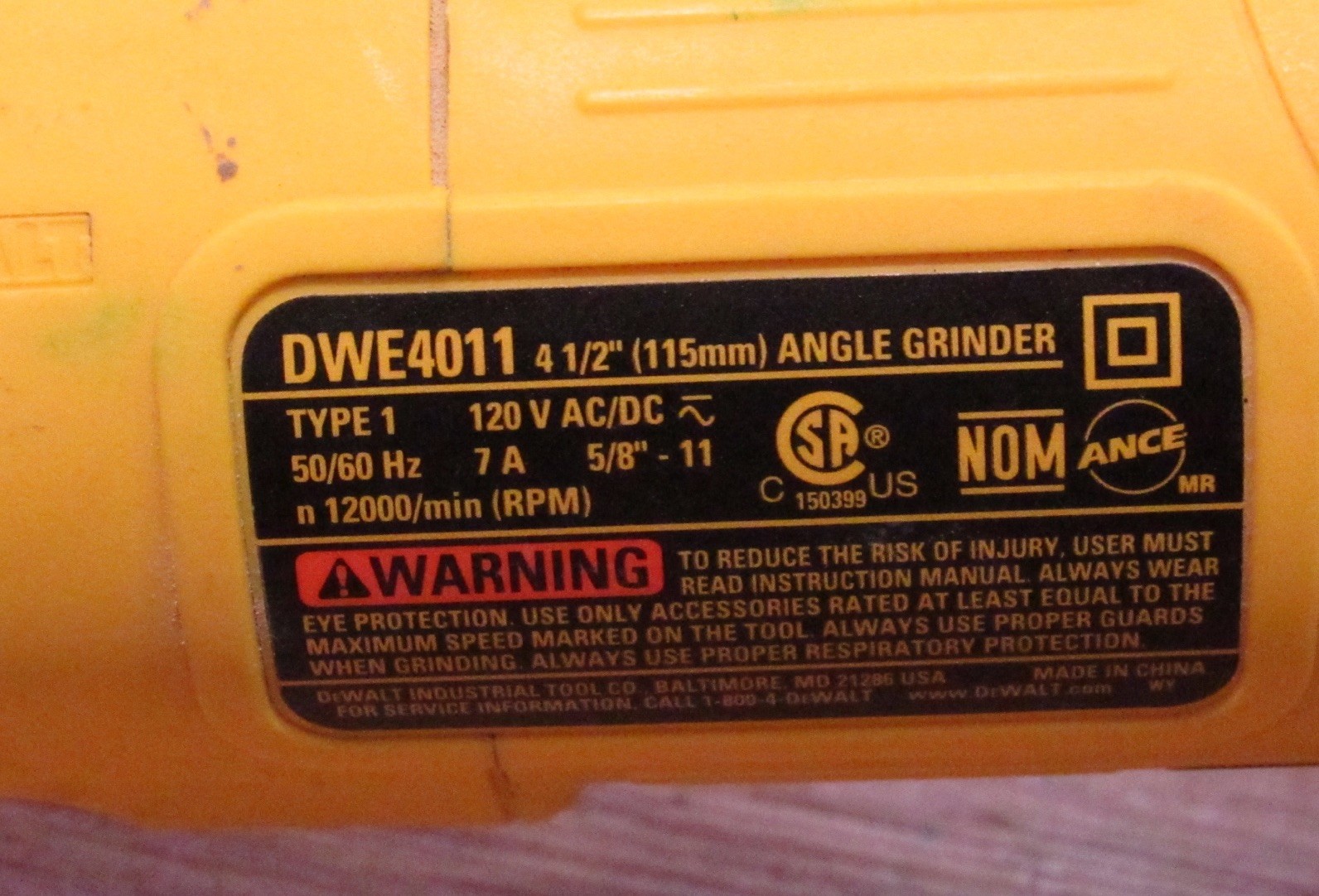 DEWALT DWE4011 18V Angle Grinder