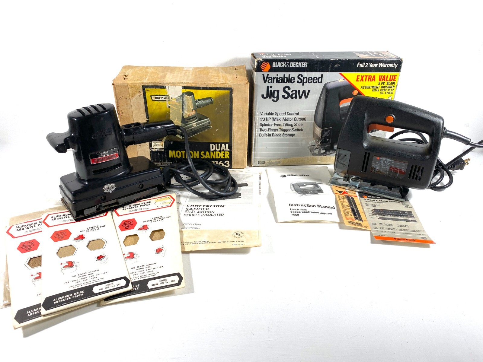Lot of 2 Black & Decker Variable Jig Saw No. 7568 & Craftsman Dual Motion Sander