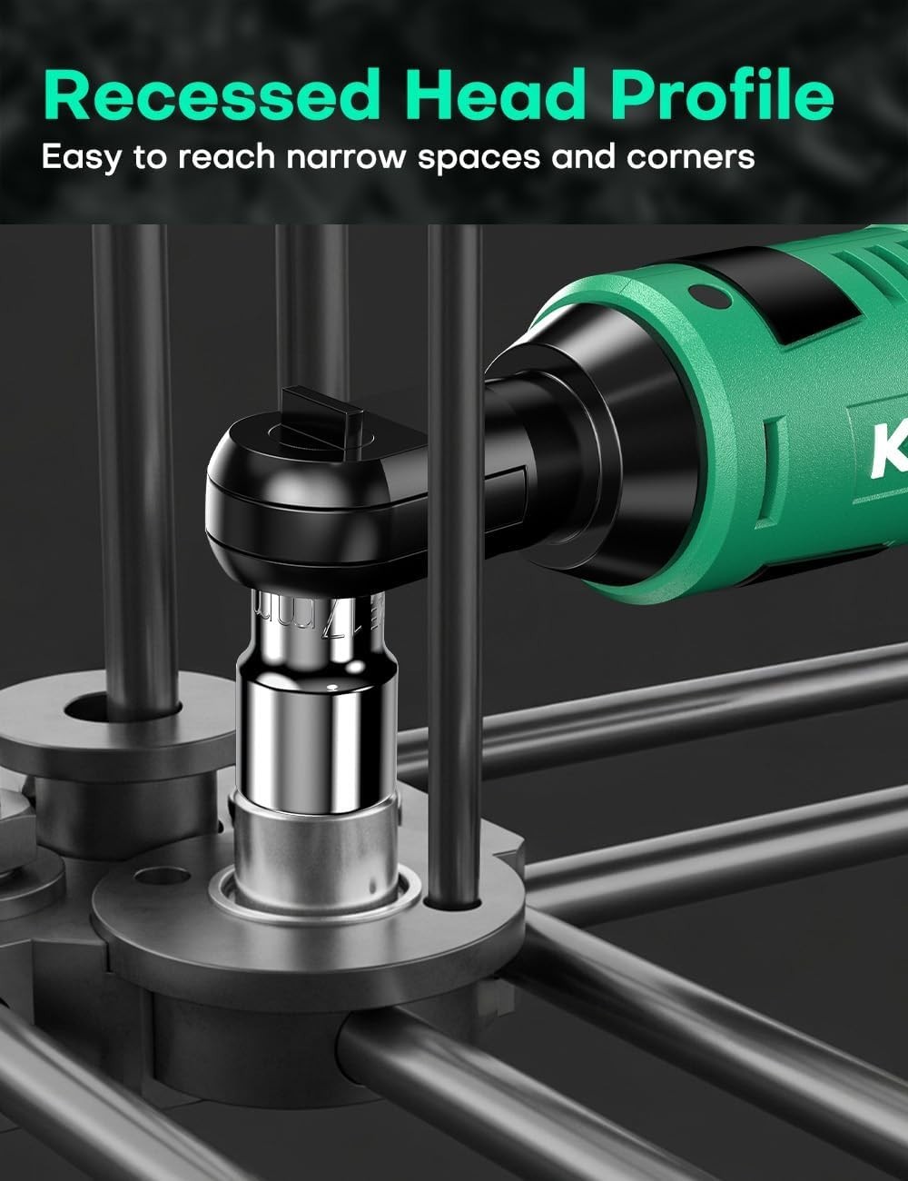 Variable Speed 12V Cordless Ratchet Wrench with 2 Batteries & Built-in LED Light