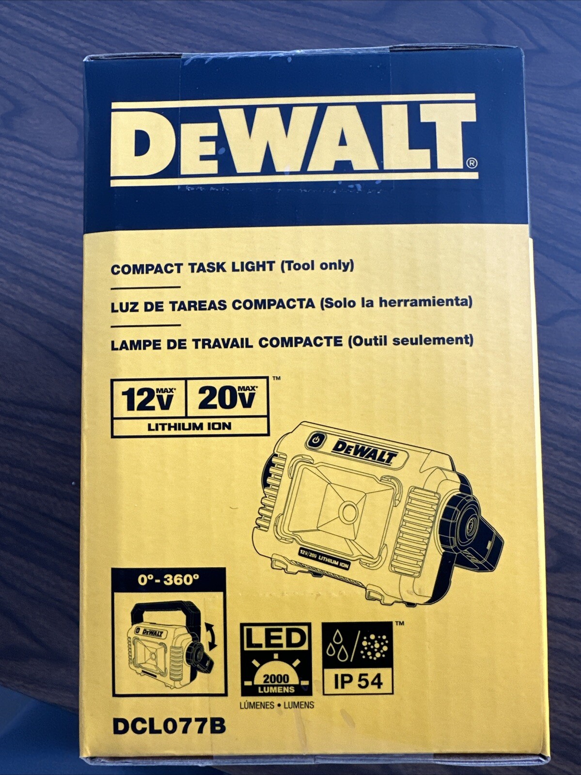 DeWalt Compact LED (2000 Lumens) Task Light DCL077B (Tool Only) Brand NEW