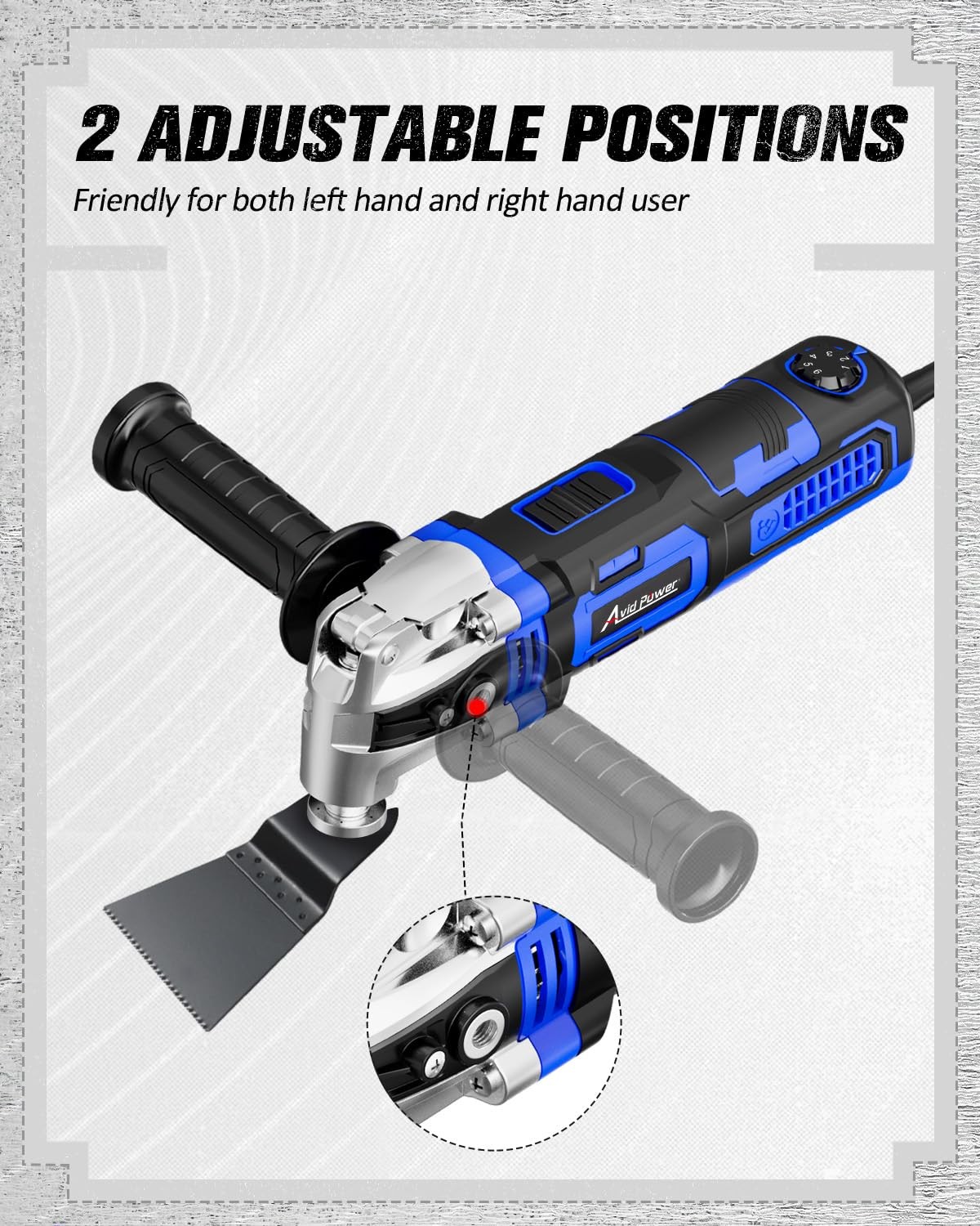 3.5Amp Oscillating Multi Tool 4.5 Angle 6 Speeds 13 PCS Accessories Blue
