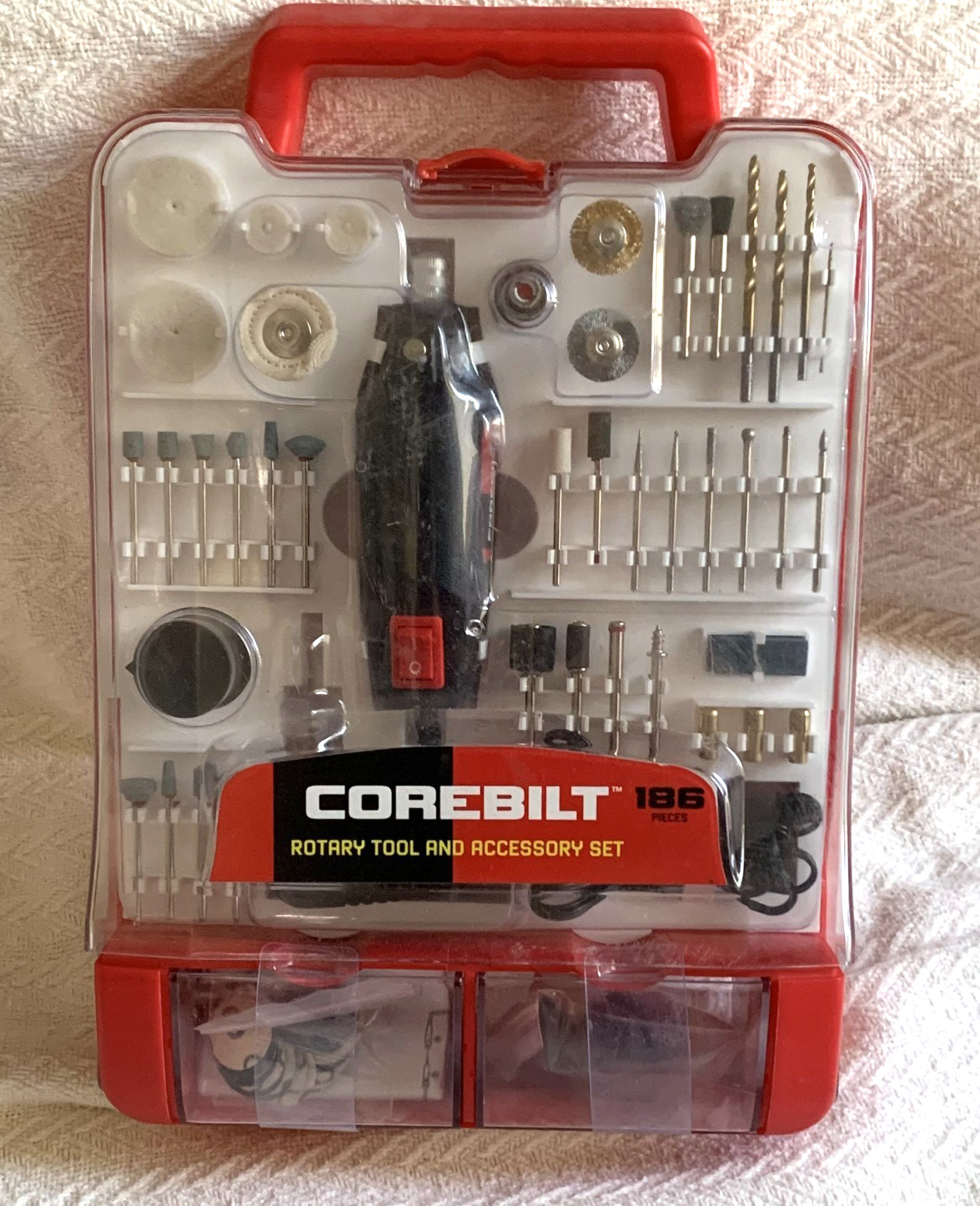 Corebilt 186 Pcs. Rotary Tool and Accessory 12V-6W Brand New