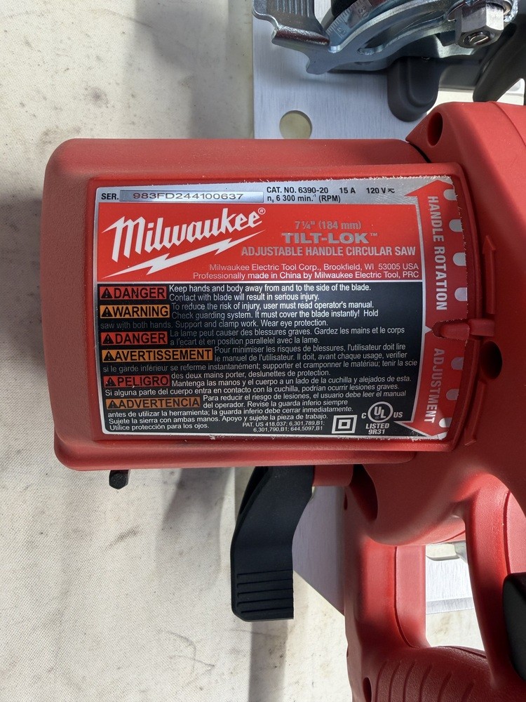 MILWAUKEE 6390-20 120V 7 1/4&Prime; CORDED ELECTRIC CIRCULAR TILT-LOK HAND SAW