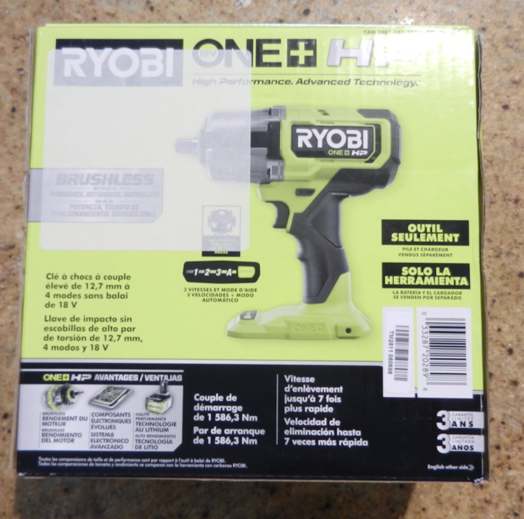 New RYOBI ONE+ HP 18V Brushless 4 Mode 1/2” High Torque Impact Wrench – PBLIW01B