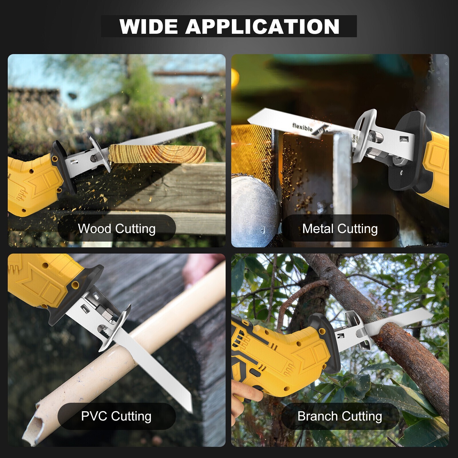 6.0Ah Battery / Cordless Reciprocating Saw For 20V DeWalt Battery With 4 Blades