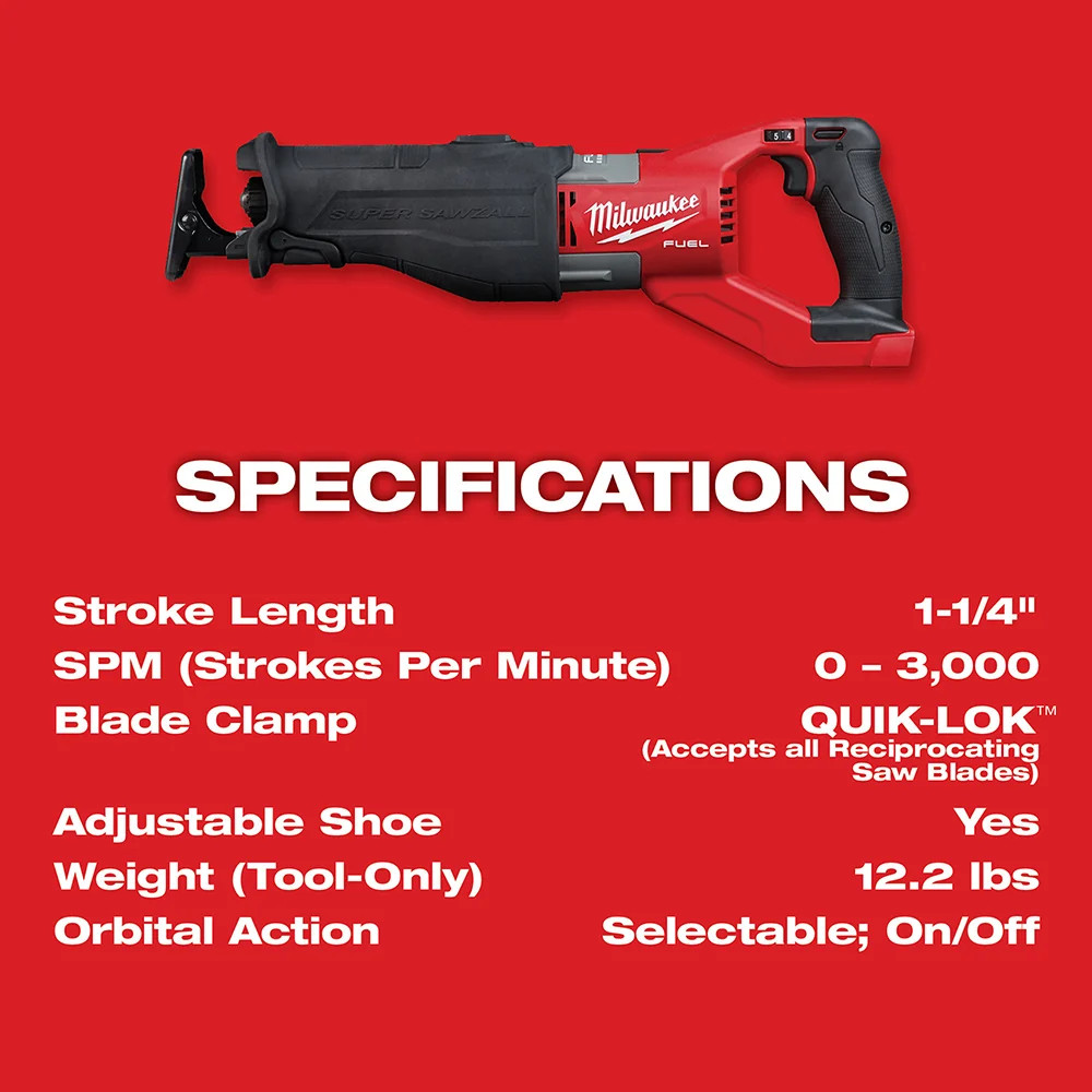 Milwaukee 2722-80 M18 FUEL 18V SUPER SAWZALL Reciprocating Saw – Recon