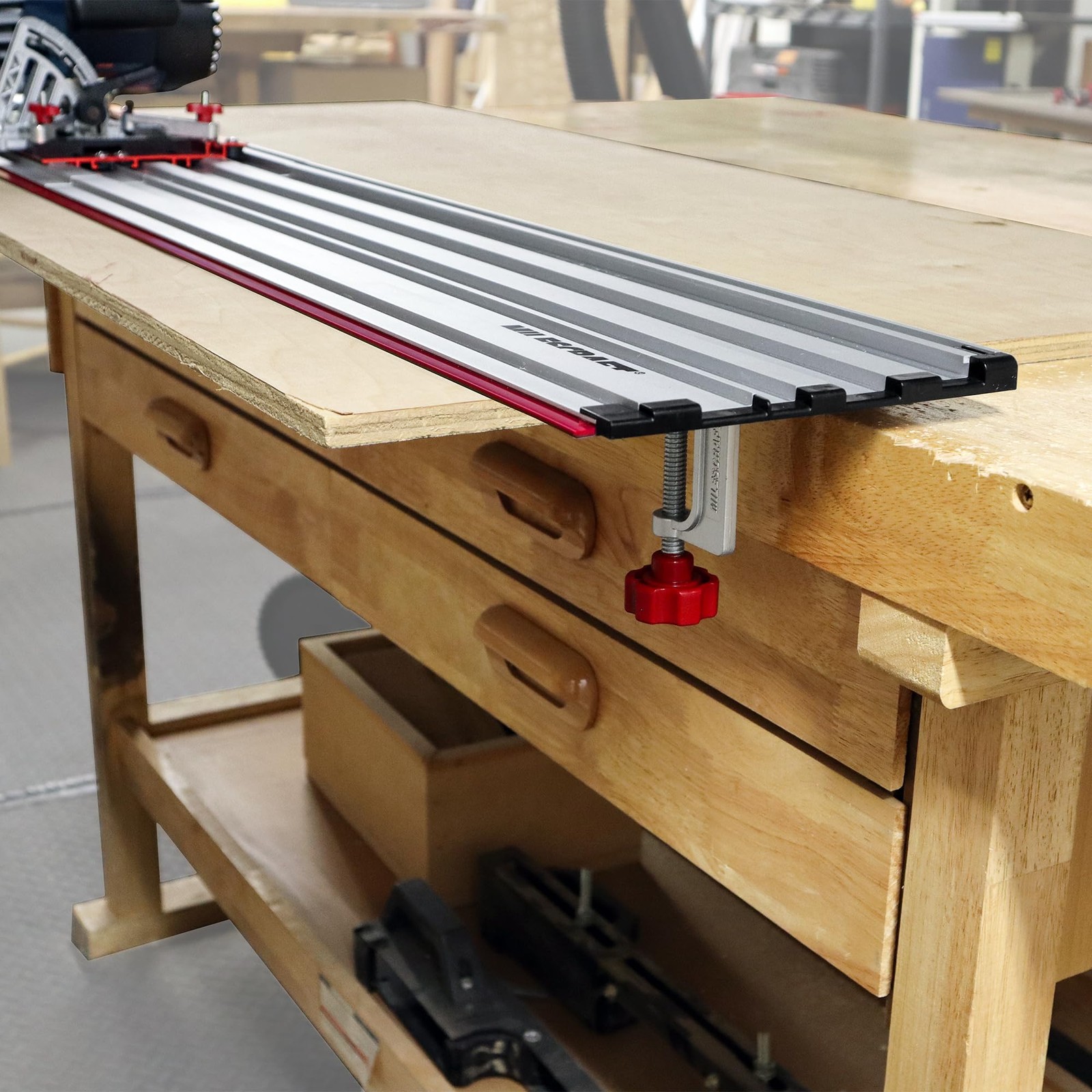Milescraft 1409 Track Saw Guide – Universal for 7-1/4&Prime; Circular Saws, 50&Prime; Red
