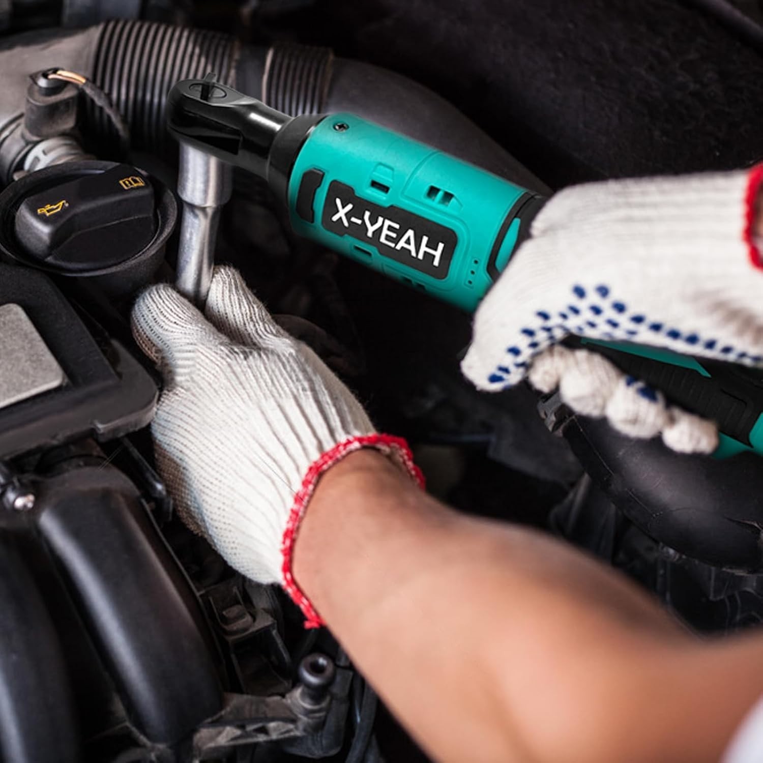 High Torque Cordless Ratchet Wrench Kit – 44 Ft-lbs with 2 Batteries & Charger