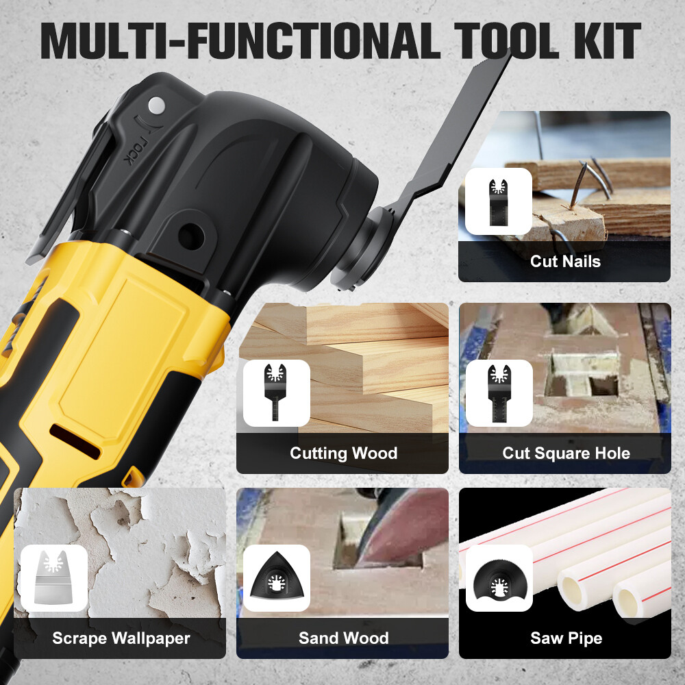 Cordless Oscillating Tool for DEWALT 20V Battery, Brushless, 6 Speeds Multi Tool