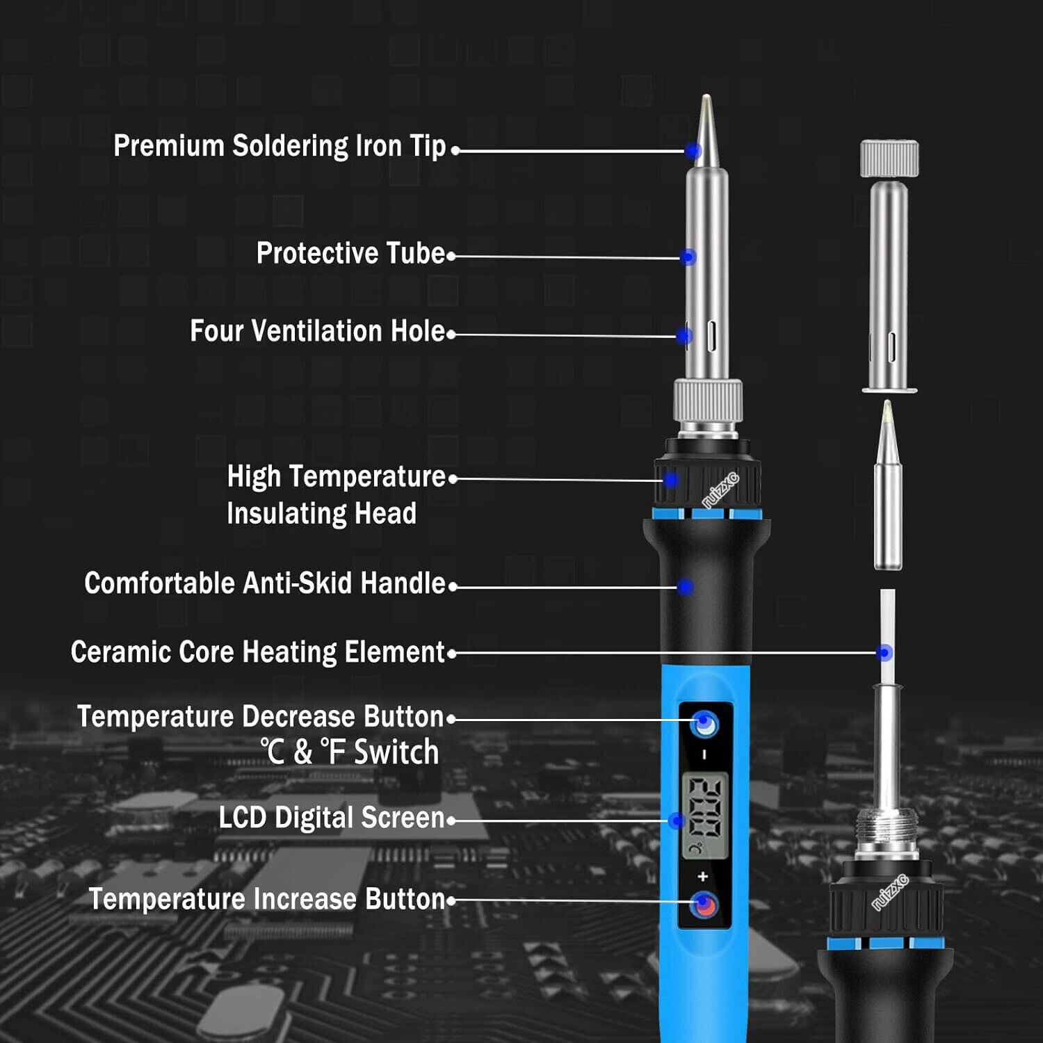 Mini Portable Cordless Soldering Iron Kit USB Rechargeable LCD Digital Tool US