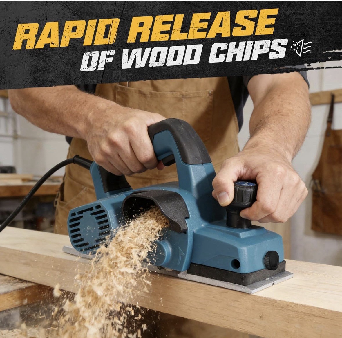 3-1/4 Inch Electric Hand Planer, 16000RPM Power, Adjustable 0-2mm Cutting Depth
