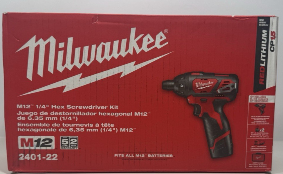 Milwaukee 2401-22 12V Li-Ion 1/4&Prime; Cordless Drill/Driver