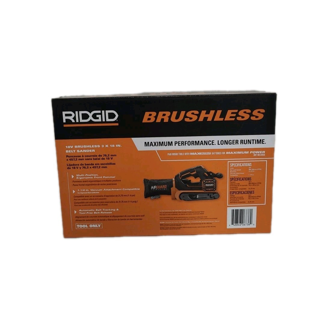 Ridgid 18V Brushless 3&Prime; x 18&Prime; Belt Sander Variable Speed R86065B (Tool Only) New