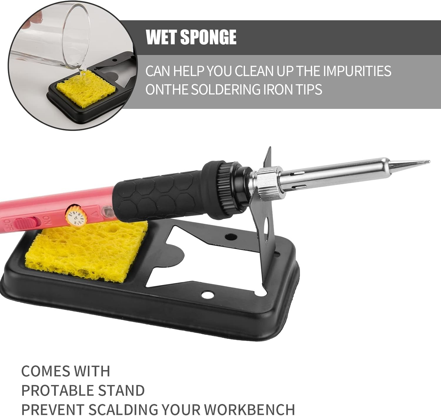 60W Adjustable Temperature Soldering Iron Kit with Interchangeable Tips & Stand