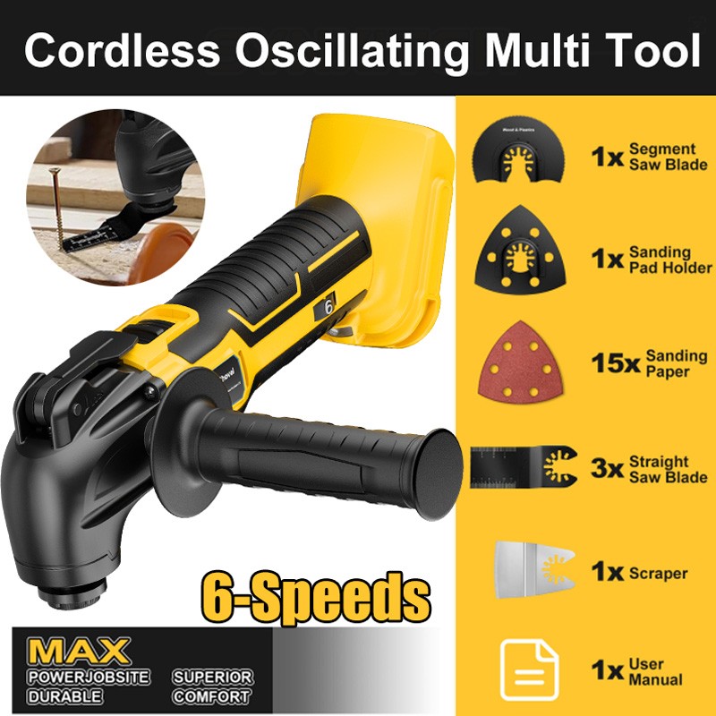 Cordless Oscillating Tool for Dewalt 20V Max Battery DCB208-2 DCB206 w/ 6 Speed