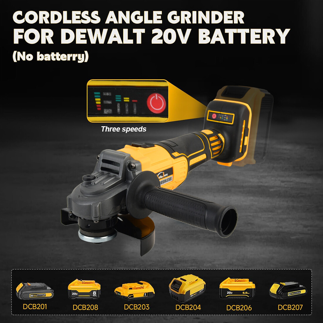 For DEWALT DCB205 125mm brushless flat head angle grinder bare machine tool…