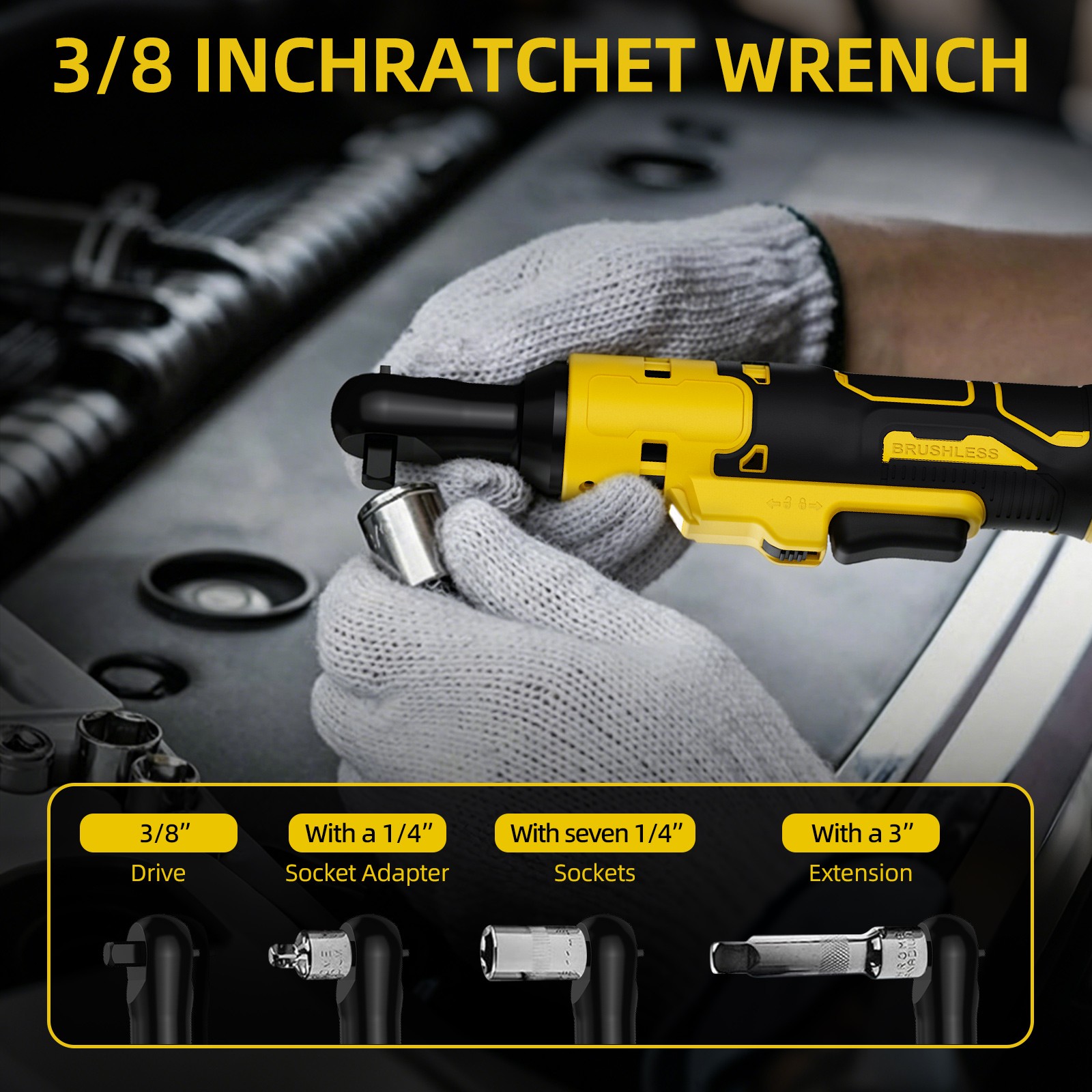 Cordless Electric Ratchet Wrench for Dewalt 20V Battery Ratchet Wrench / Charger