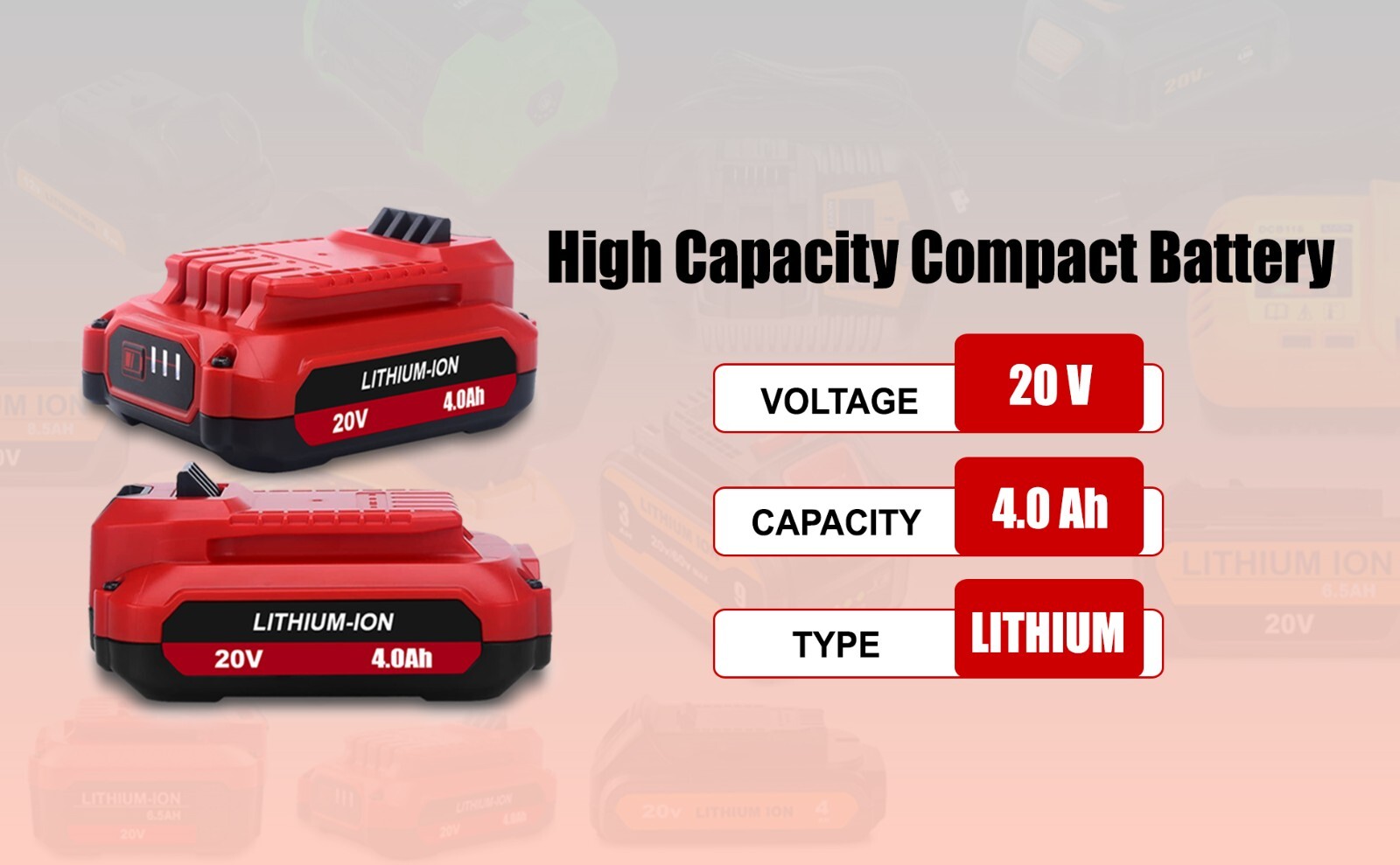 2PACK 4Ah CMCB202 20V Battery for Craftsman 20V V20 Compact Battery 2Ah CMCB201