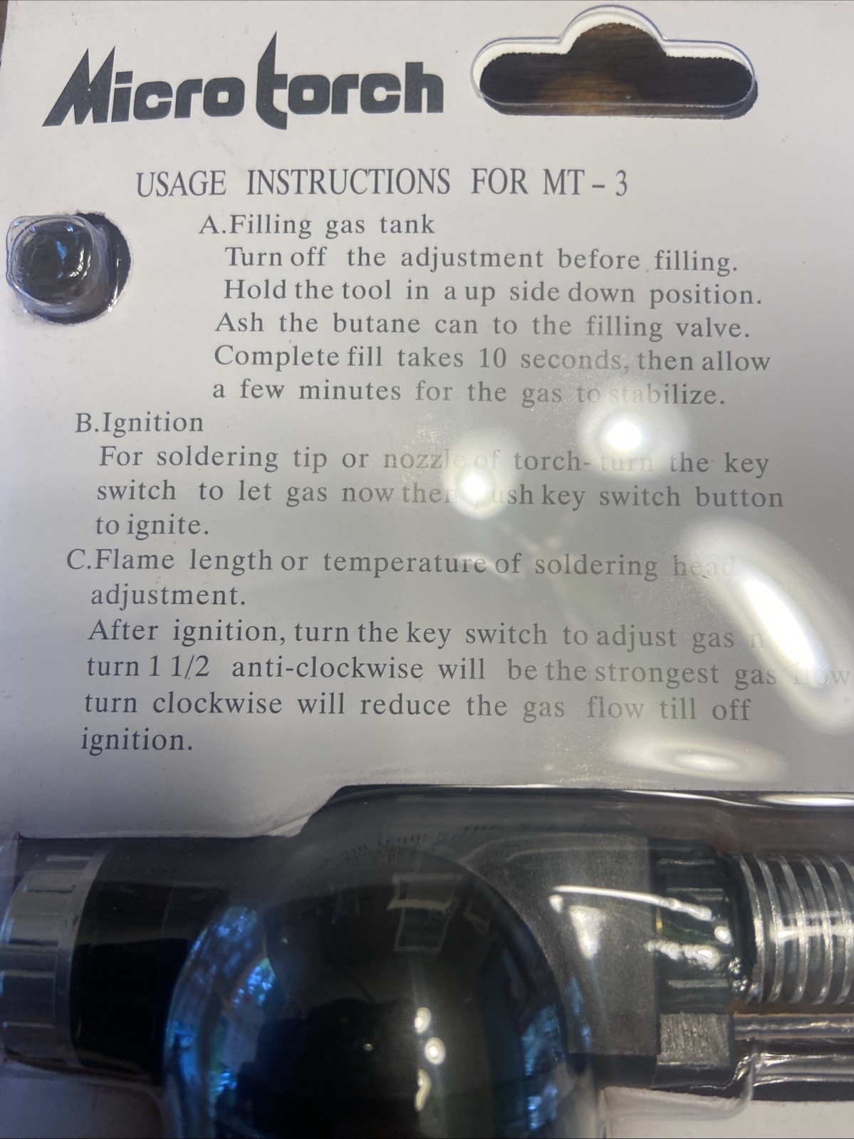 Micro Torch MT-3 Butane Fillable Torch for Home Use – Portable & Lightweight