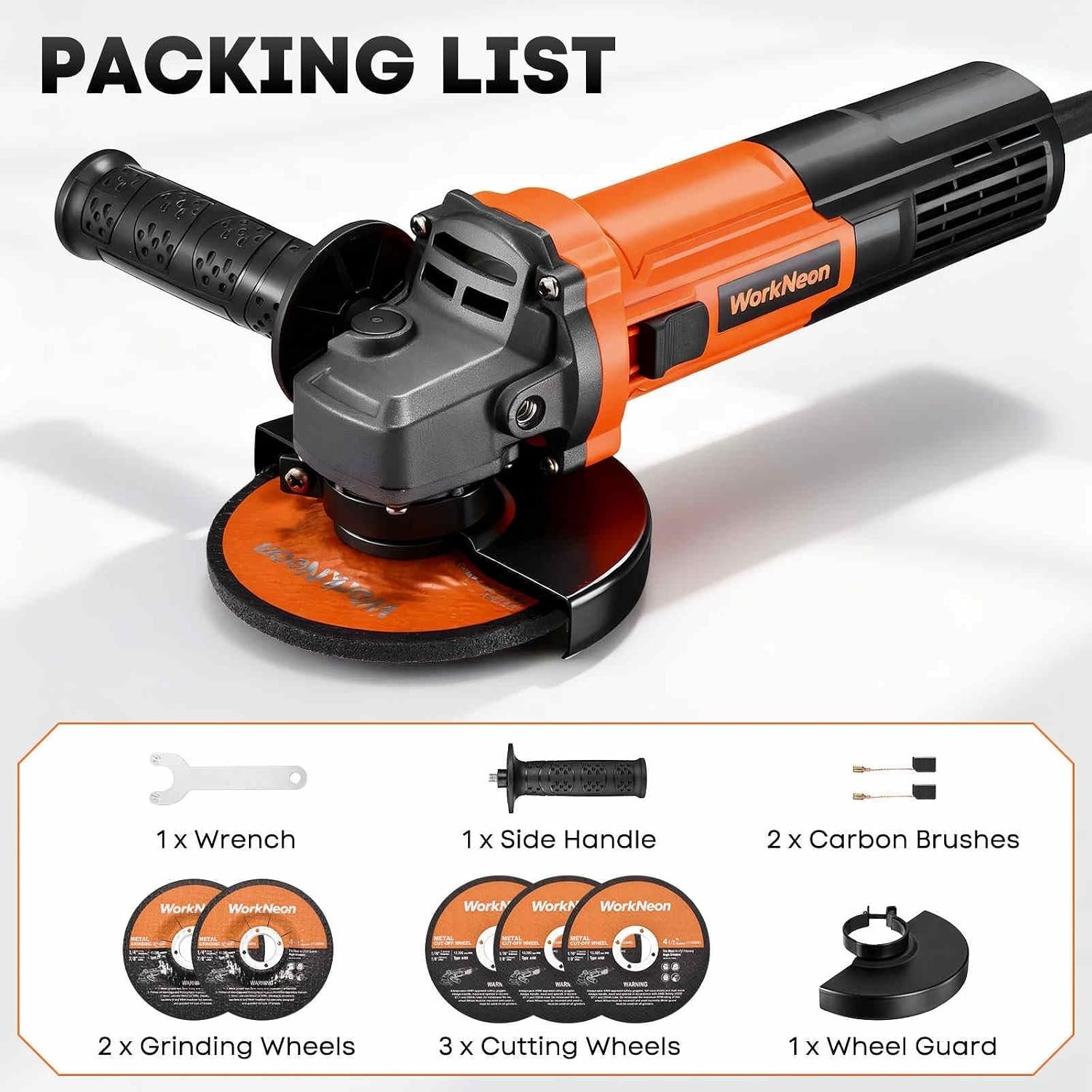 4-1/2 Inch Angle Grinder, 850W 11000RPM High Torque Electric Grinder Tool wit…