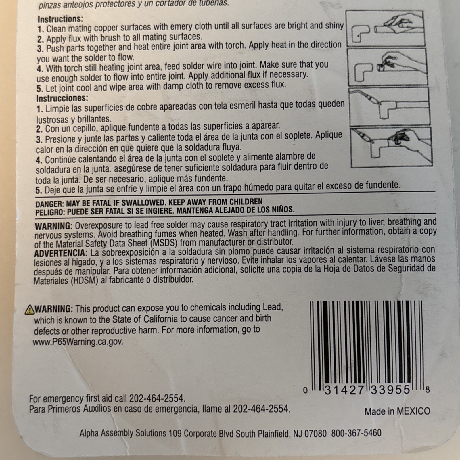 AlphaFry 33955 95/5 Tin/Solid Solder Lead Free 3oz BRAND NEW