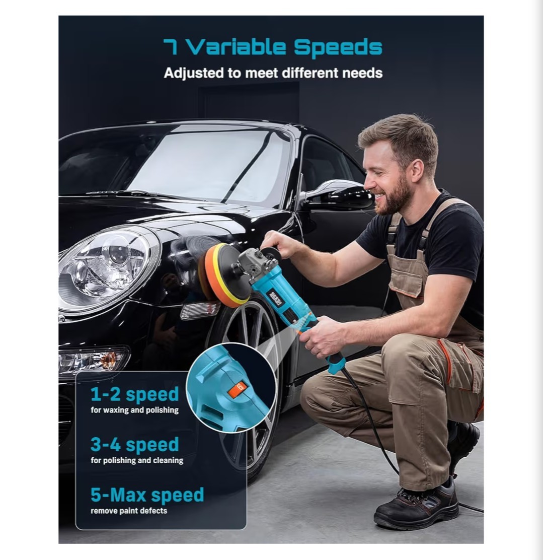 CAR BUFFER POLISHER 1600W 7 INCH/6 INCH ROTARY BUFFER POLISHER WAXER