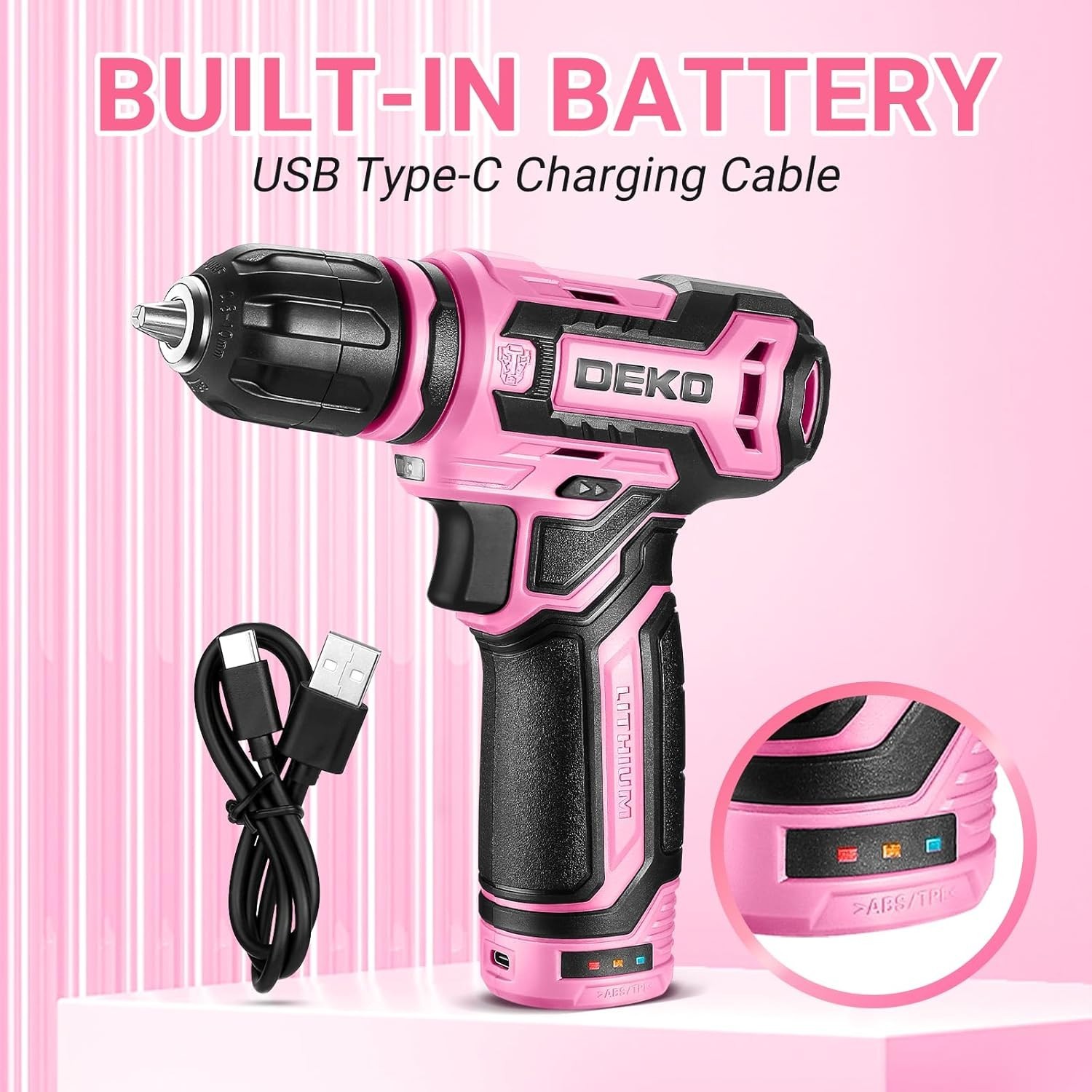 Cordless Drill： 12V Power Drill Set with Pink 800RPM Electric Drills with Too…