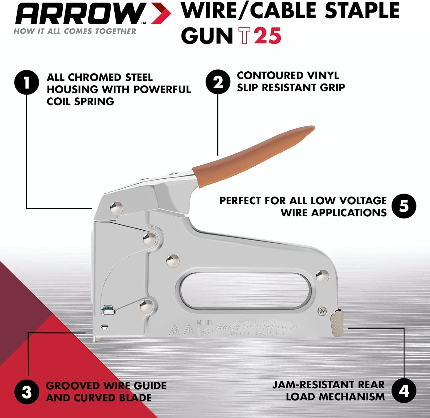 Arrow T25 Heavy Duty Staple Gun for Low Voltage Wire & Cable Up to 1/4&Prime;