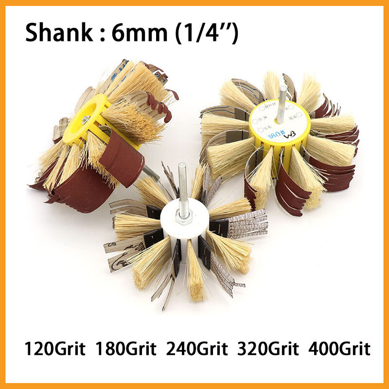 Sisal & Sandpaper Sanding Flap Wheel Polishing Abrasive Mop 6mm Shank for Drill